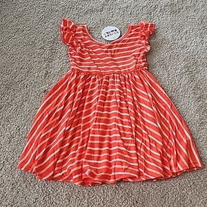 Dot Dot Smile Red Stripe Empire Dress 2T